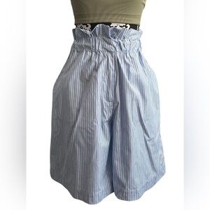 NWT Sea New York Salma Suiting Pinstripe Paper Bag Waist Blue Shorts Size XS